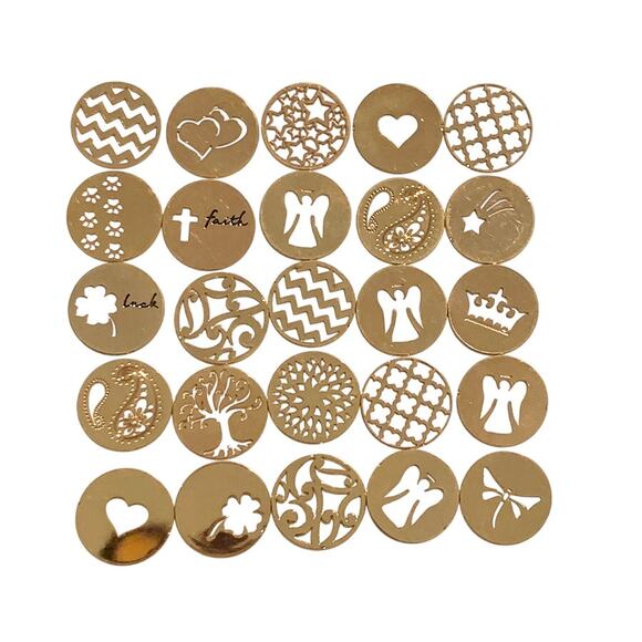 75-Piece Rose Gold 22mm Decorative Circle Floating Lockets Jewelry Supplies - Picture 5 of 6